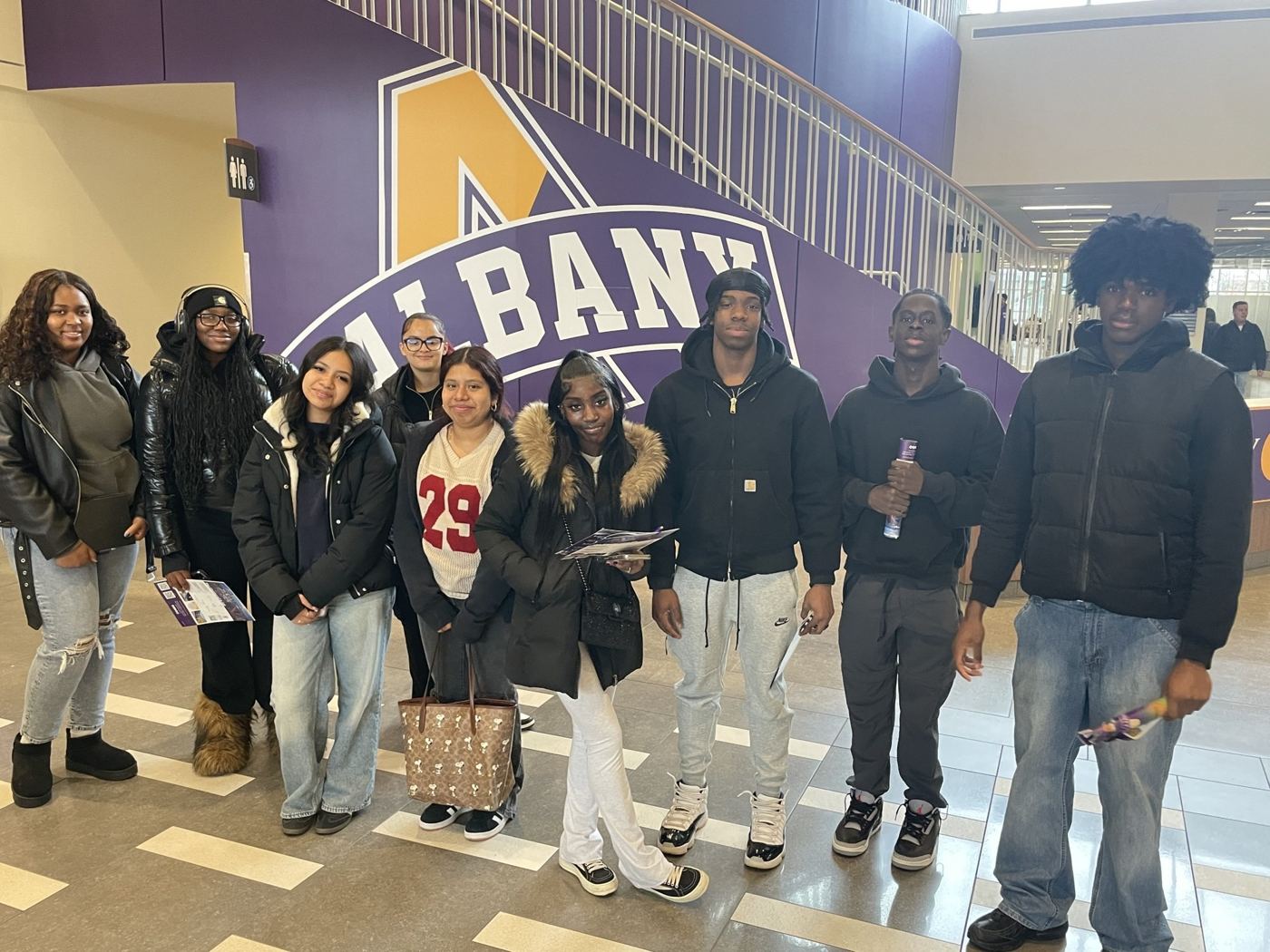 The group on the UAlbany campus visit, Fall 2025
